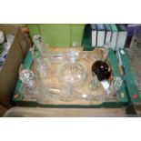 A collection of glassware, to include decanters