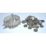 A vintage chain link coin bracelet; together with an Indian white metal bracelet (2)