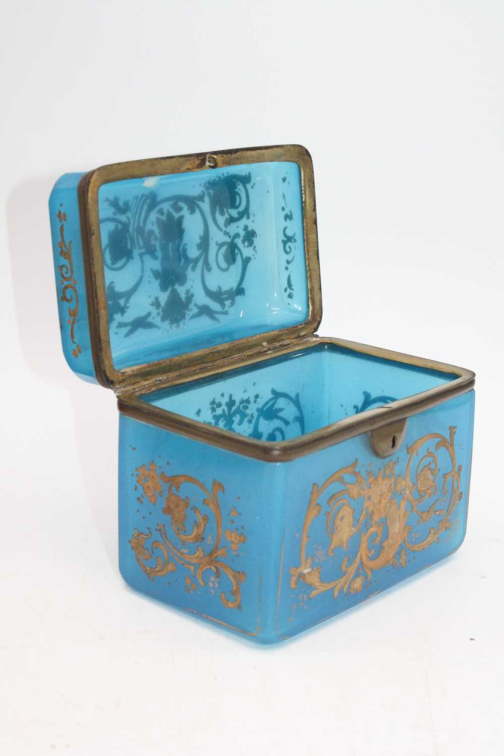 A late 19th century French blue glass table cabinet, of rounded rectangular form, having all-over - Image 2 of 10
