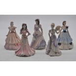 A collection of five Coalport Beau Monde figures, largest 15cm high