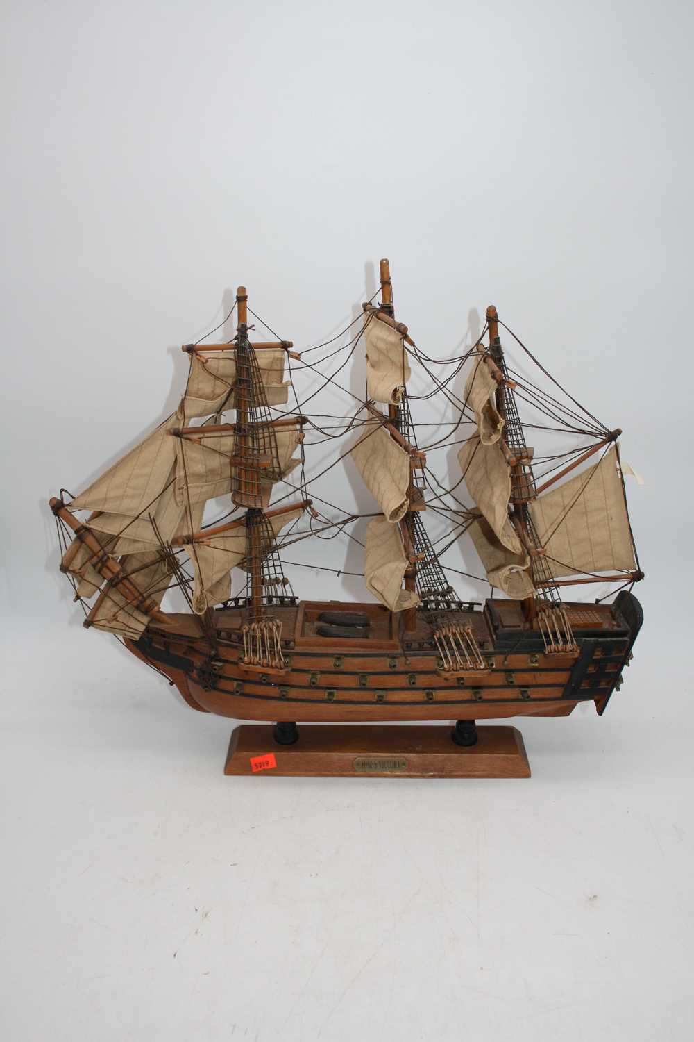 A wooden model of The Golden Hind, h.44cm; together with another similar of HMS Victory (2) - Image 3 of 3