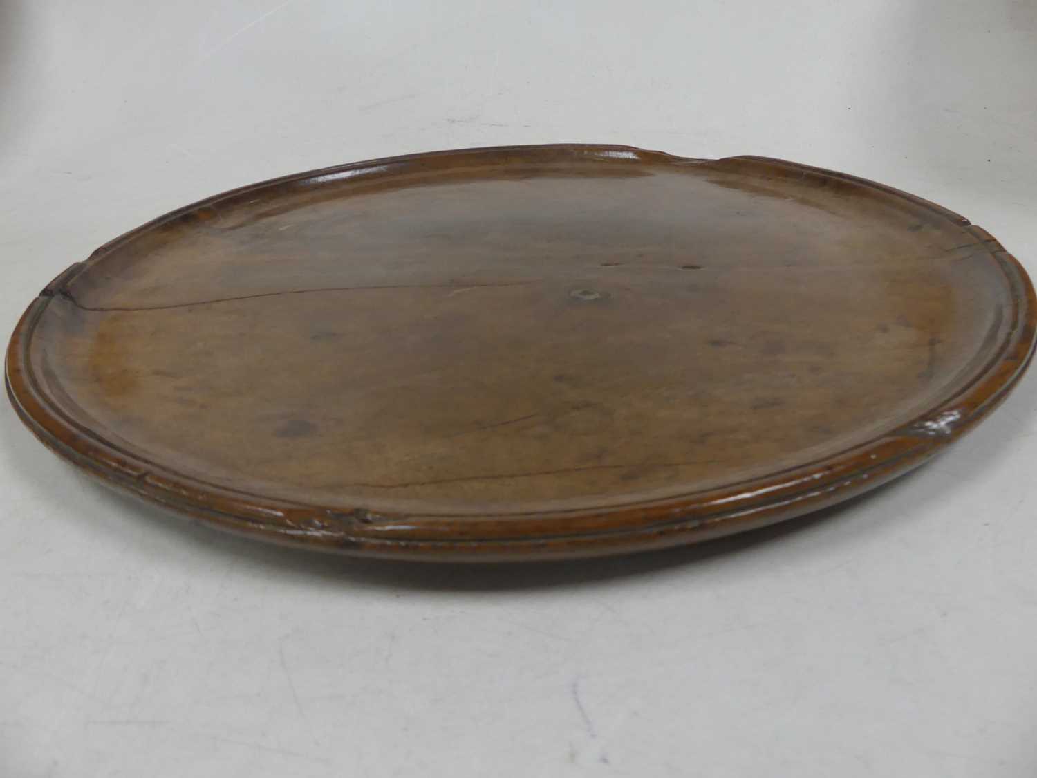 A 19th century mahogany circular tray, dia.33cm; together with two treen bowlsExtra images - Image 10 of 10