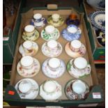 A box of various coffee cans and saucers to include Royal Worcester, and Grafton