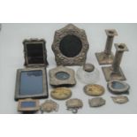 A small collection of miscellaneous items to include a pair of late Victorian silver table