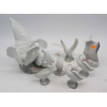 A large Lladro Spanish porcelain figure of two doves, having printed mark verso and impressed