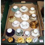 A collection of various porcelain coffee cans and saucers to include Noritake and WedgwoodSome marks