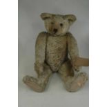 An early 20th century mohair teddy-bear, 60cmn, having glass eyes and jointed limbsTears to both