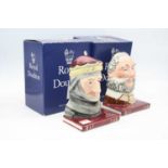 A pair of Royal Doulton book-ends modelled as Henry V and Falstaff, each h.20cm, both boxed