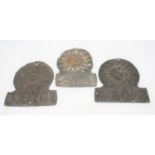 A collection of three 19th century lead Sun Insurance fire marks, the largest h.18cm