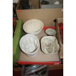 Four Victorian earthenware jelly moulds