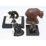 A 1930s Bottger Steinzeug Meissen brown glazed model of a bear, incised H.239 and with crossed