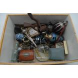 A box of miscellaneous items, to include a small bronze alloy figure of Ganesh, a Norfolk Regiment