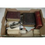 A box of miscellaneous ephemera, to include Victorian and later photograph albums, lose