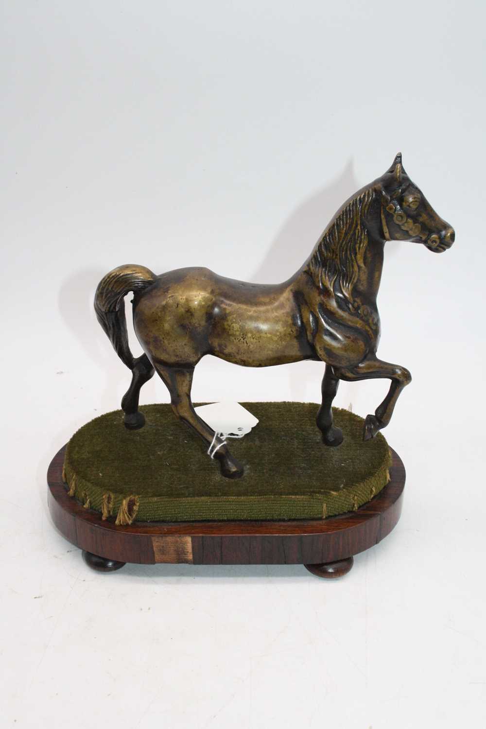 A bronze model of a horse, mounted upon a rosewood plinth, h.24cmThe horse and base appear to be a - Image 2 of 2