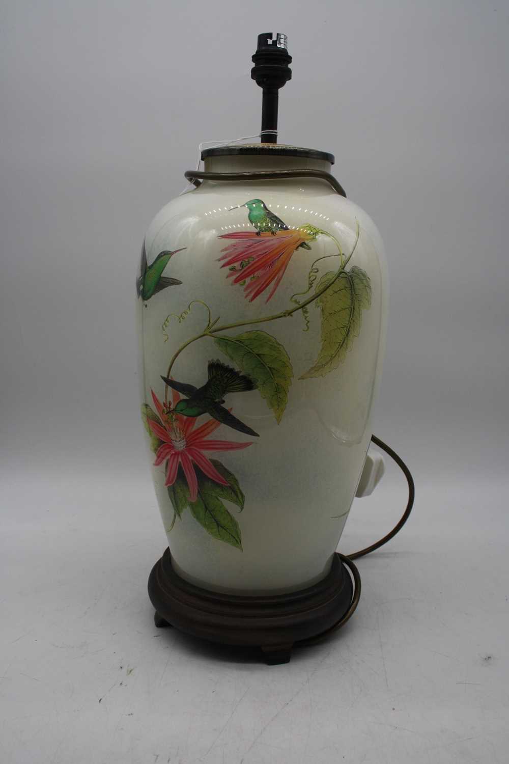 Two modern table lamps, each decorated with birds and insects, the largest h.75cm - Image 2 of 2