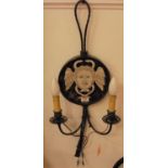 A 20th century twin branch wall sconce, height 64cm