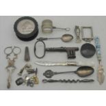 A collection of miscellaneous items, to include an Edwardian silver pipe tamper, the handle in the