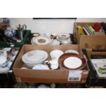 Two boxes of various ceramics to include a Cranford part dinner service