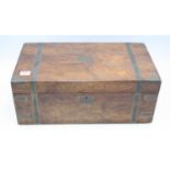 A Victorian brass bound walnut box, w.46cm