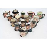 A collection of Royal Doulton miniature character jugs to include Mein Host and Rip van Winkle,