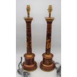 A pair of reproduction chinoiserie decorated table lamps, h.60cm