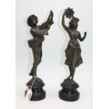 A pair of 19th century spelter figures, the largest h.36cm