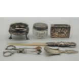 A small collection of miscellaneous items, to include a 19th century silver open salt, of squat