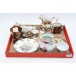 A small collection of 19th century and later chinaware, to include a Victorian Sunderland lustre