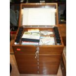 A 20th century teak dentist's chest, containing various implements, w.33cmThere are various dentists