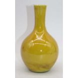 A Chinese export yellow glazed bottle vase, height 18cm