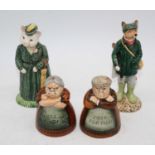 A pair of Royal Doulton Suffragette salt and pepper cruets, being Votes for Women and Toil for