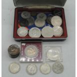 A small collection of miscellaneous coins, to include George V half-crowns, 1965 Canadian dollar,