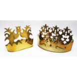 A 19th century pierced brass wall pocket in the form of a crown, width 26cm, together with another