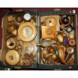 Two boxes of treen items