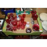 A collection of Victorian and later, glassware, mainly cranberry