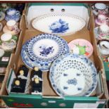 A box of ceramics to include Delft