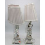 A pair of 20th century Dresden figural table lamps, h.56cm (including fittings)