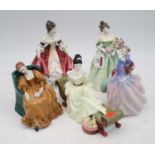 A collection of five Royal Doulton figures of ladies to include Southern Belle, and Happy
