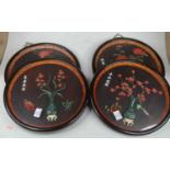 Four circular Chinese carved pictures, w.30cmNew reproductions.Small scuff to one frame.