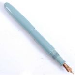 A Japanese Nakaya Portable Cigar fountain pen, in Mizu-Iro colourway (water / sky blue), the nib