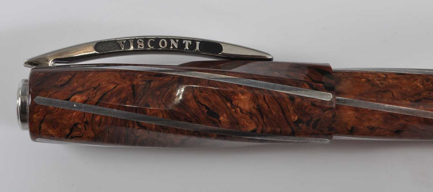 A boxed Visconti Divina Proporzione limited edition fountain pen, in burlwood celluloid with - Image 5 of 8