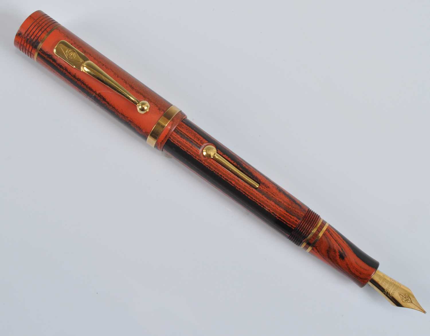 A Conway Stewart Churchill Red Ripple fountain pen, limited edition No.368/500, with gold trim, - Image 2 of 10