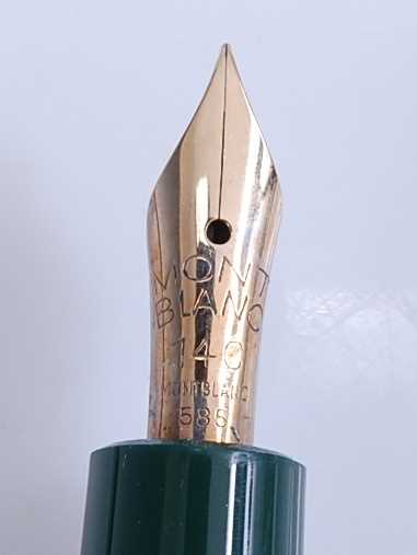 A Montblanc 342 fountain pen, green with gold plated fittings, the blind cap base inscribed EF, - Image 2 of 9