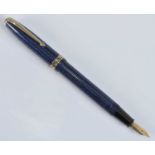 A Conway Stewart 74 fountain pen, in blue herringbone with gold trim, the barrel engraved Conway