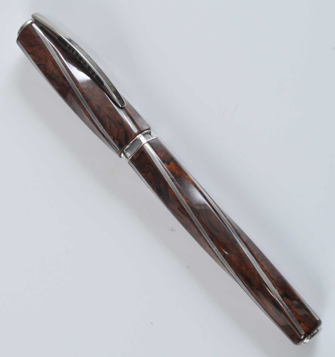 A boxed Visconti Divina Proporzione limited edition fountain pen, in burlwood celluloid with - Image 7 of 8