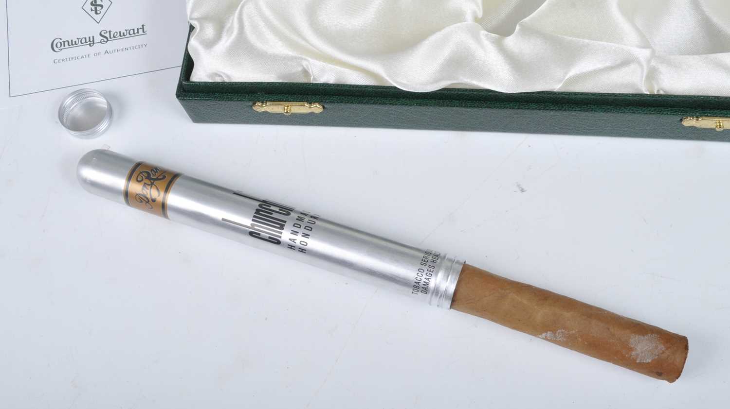 A Conway Stewart Churchill Red Ripple fountain pen, limited edition No.368/500, with gold trim, - Image 9 of 10