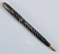 A Conway Stewart 28 fountain pen, in Cracked Ice design with gold trim, the barrel engraved Conway
