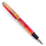 A Pelikan M620 City series 'Shanghai' fountain pen in yellow and red, having gold plated fittings