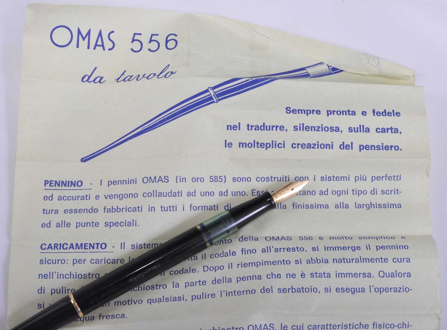 A boxed Omas Extra 556 Da Tavolo fountain pen, the barrel engraved Omas Extra, the nib engraved OMAS - Image 5 of 5