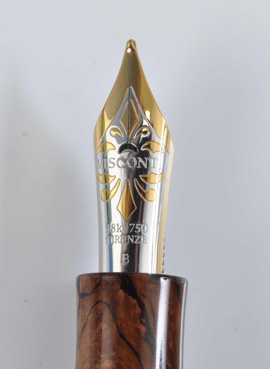 A boxed Visconti Divina Proporzione limited edition fountain pen, in burlwood celluloid with - Image 3 of 8